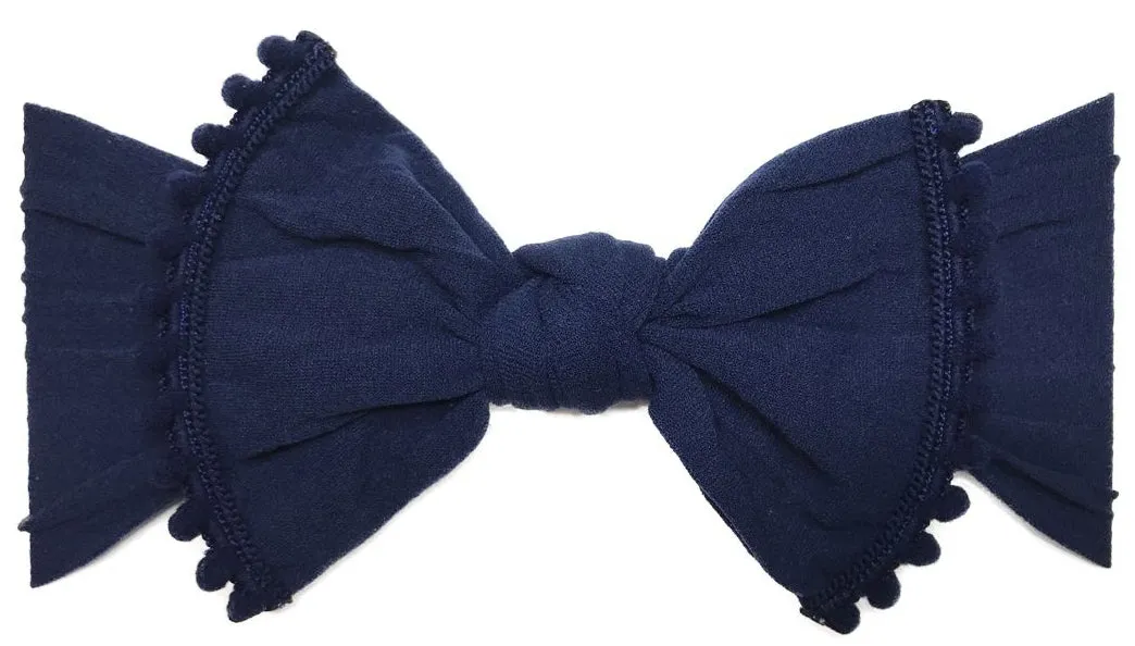 Baby Bling Classic Knot w/Pom Trimmed Headband (10 Colors)