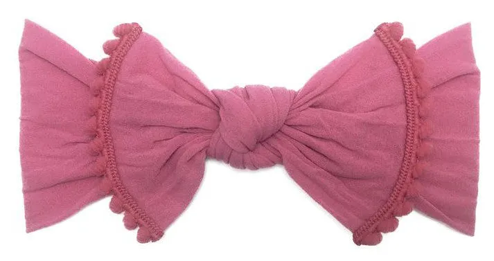 Baby Bling Classic Knot w/Pom Trimmed Headband (10 Colors)