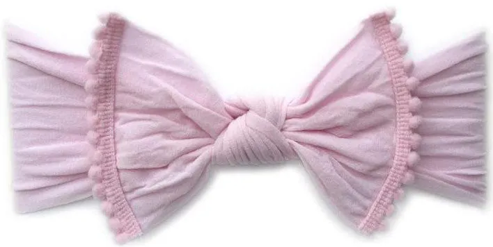 Baby Bling Classic Knot w/Pom Trimmed Headband (10 Colors)