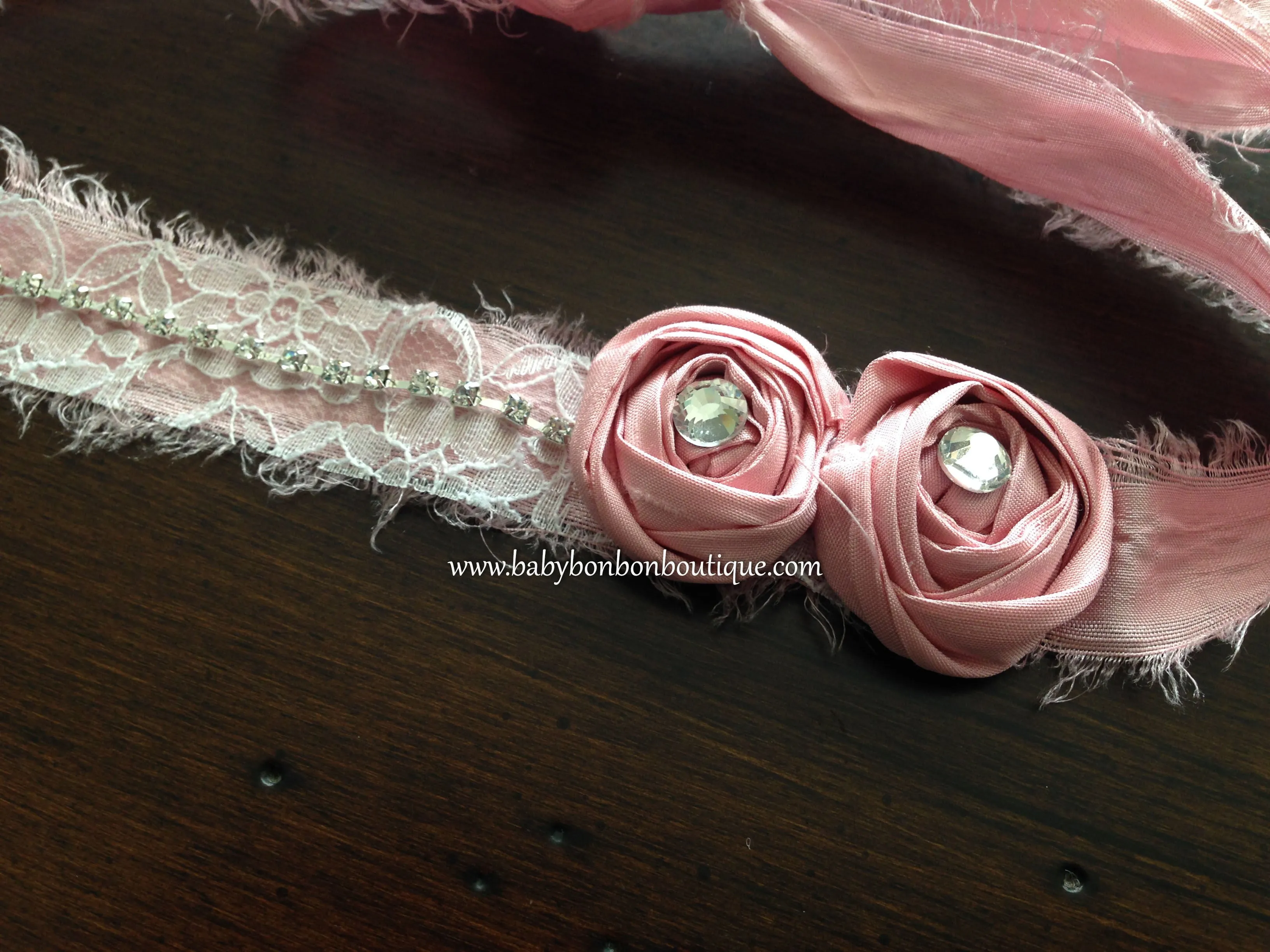 Baby Pink Rose Headband, Baby Vintage Headband