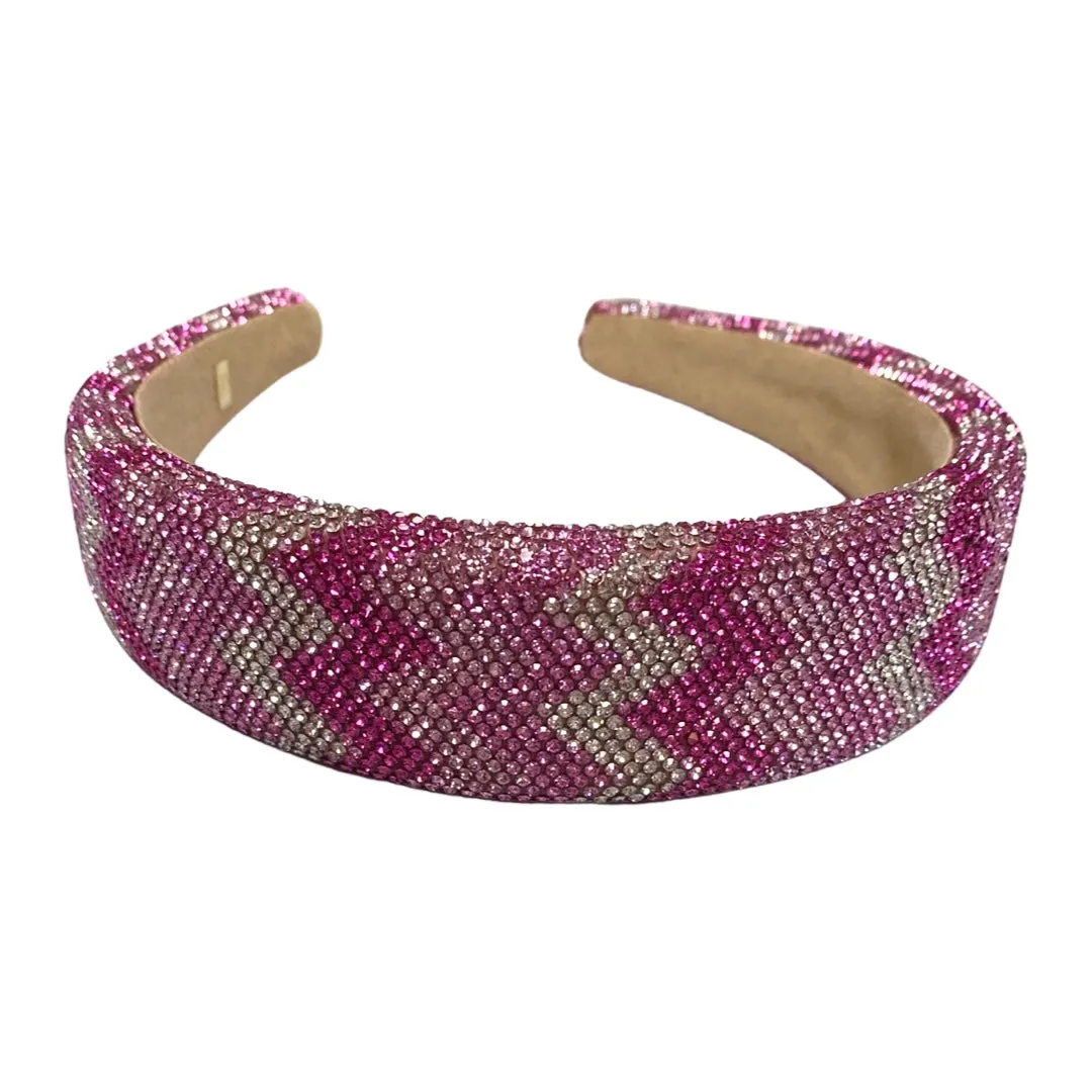 Bari Lynn Fully Crystalized Zig Zag Headband - Pink