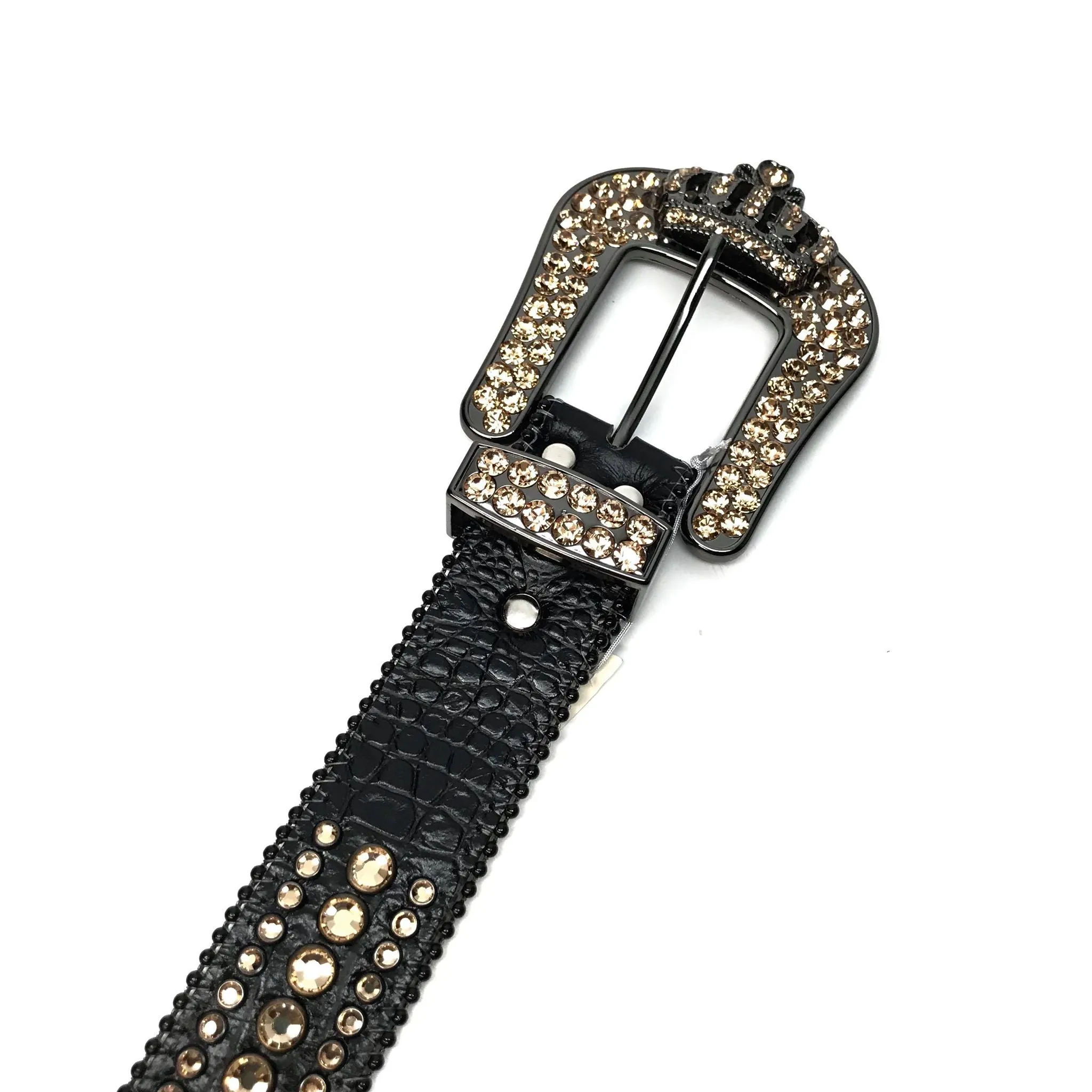 b.b. Simon Black Gold Crown Crystal Belt