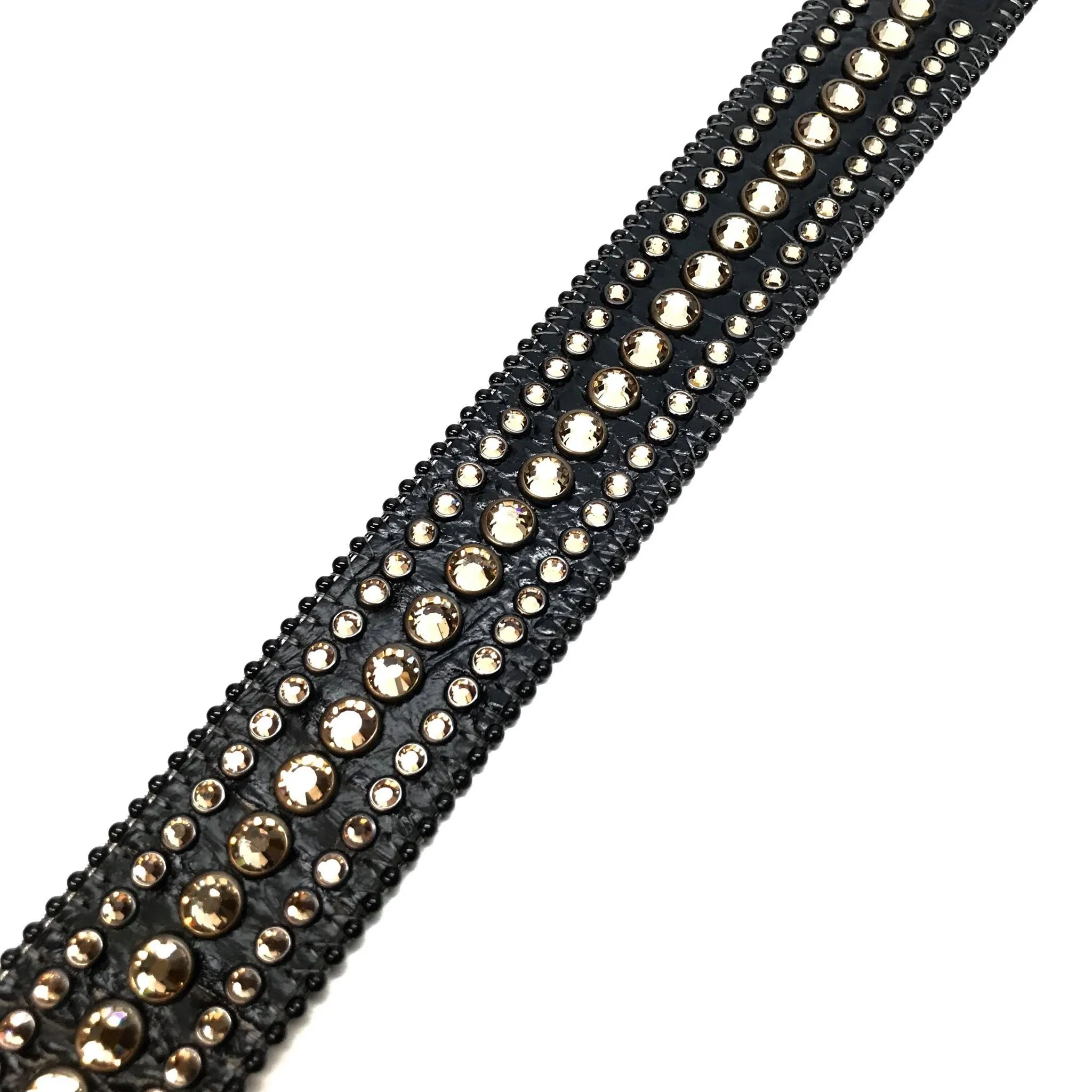 b.b. Simon Black Gold Crown Crystal Belt