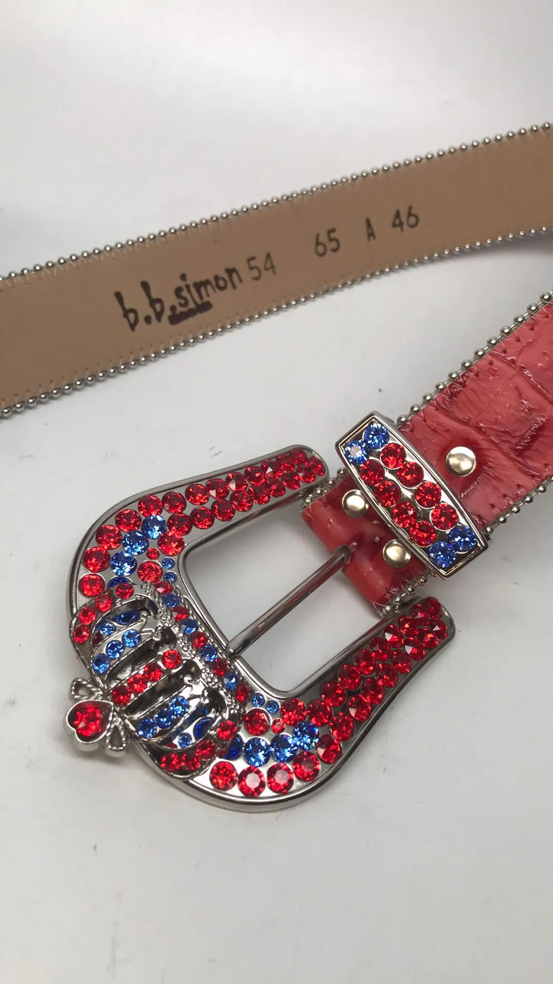 b.b. Simon "Red Blue Crown" Fully Loaded Crystal Belt