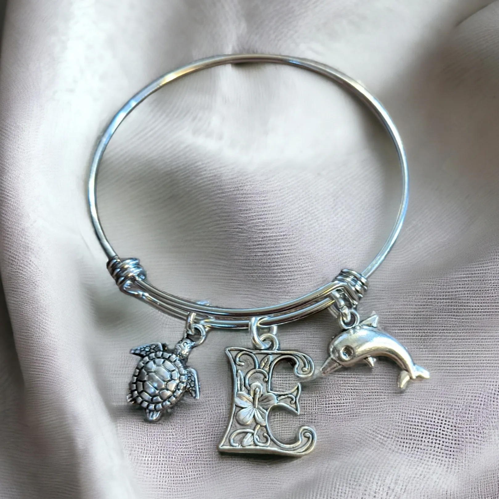 Beach - Dolphin, Sea Turtle, Sea Shell Child's Bangle bracelet