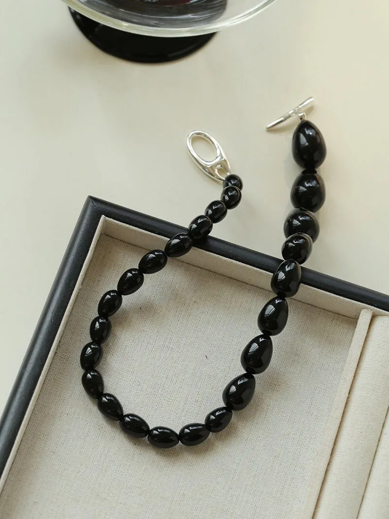 Black Gradient Water Drop Black Agate Necklace