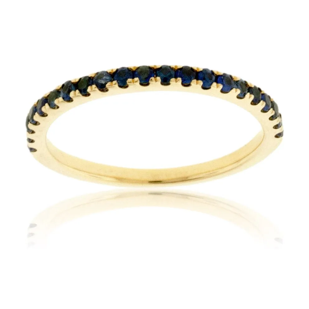 Blue Sapphire Accent Gold Band