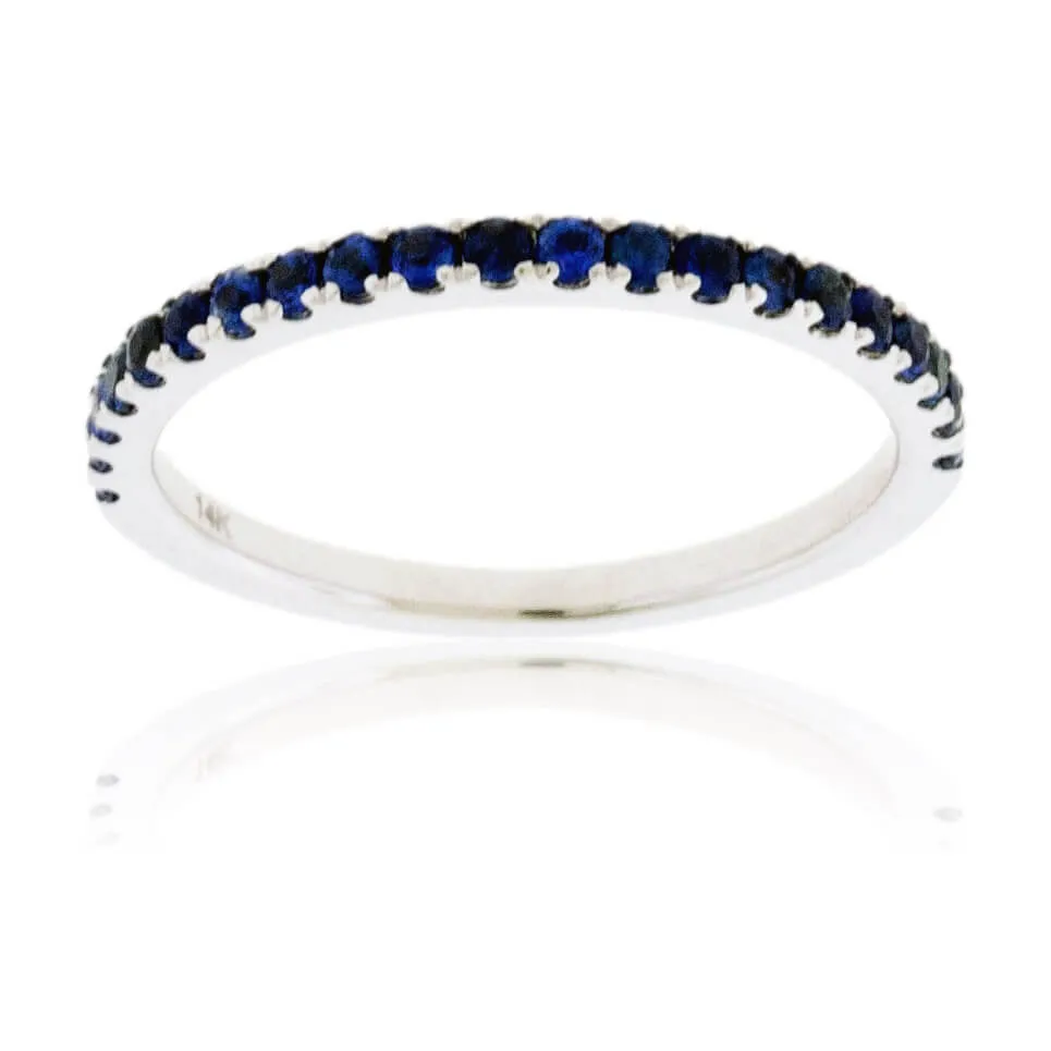 Blue Sapphire Accent Gold Band