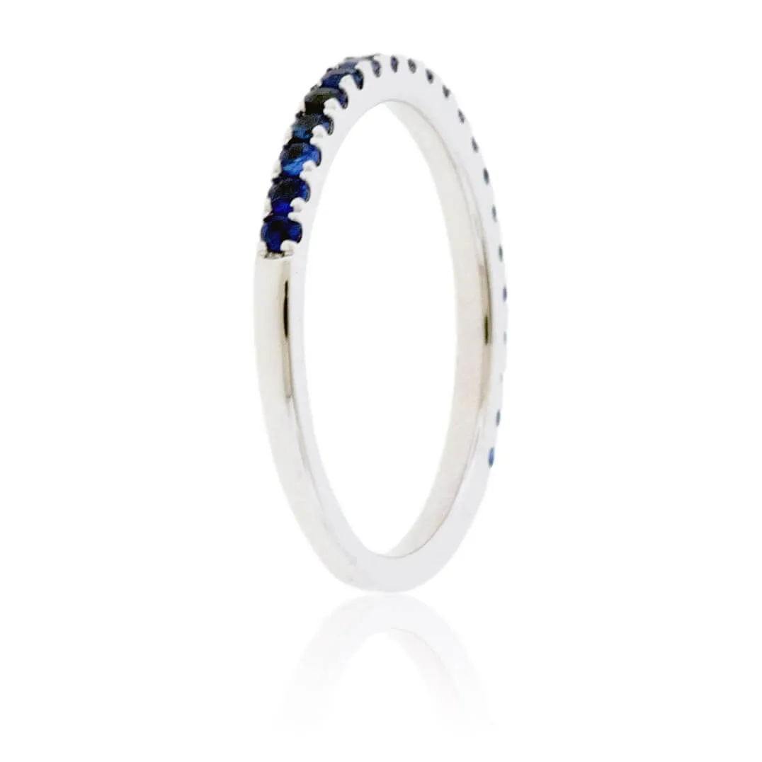 Blue Sapphire Accent Gold Band