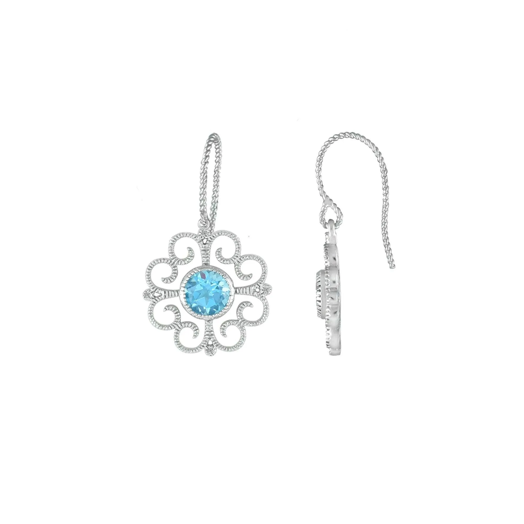 Blue Topaz and Diamond Accent Fashion Earrings in Silver