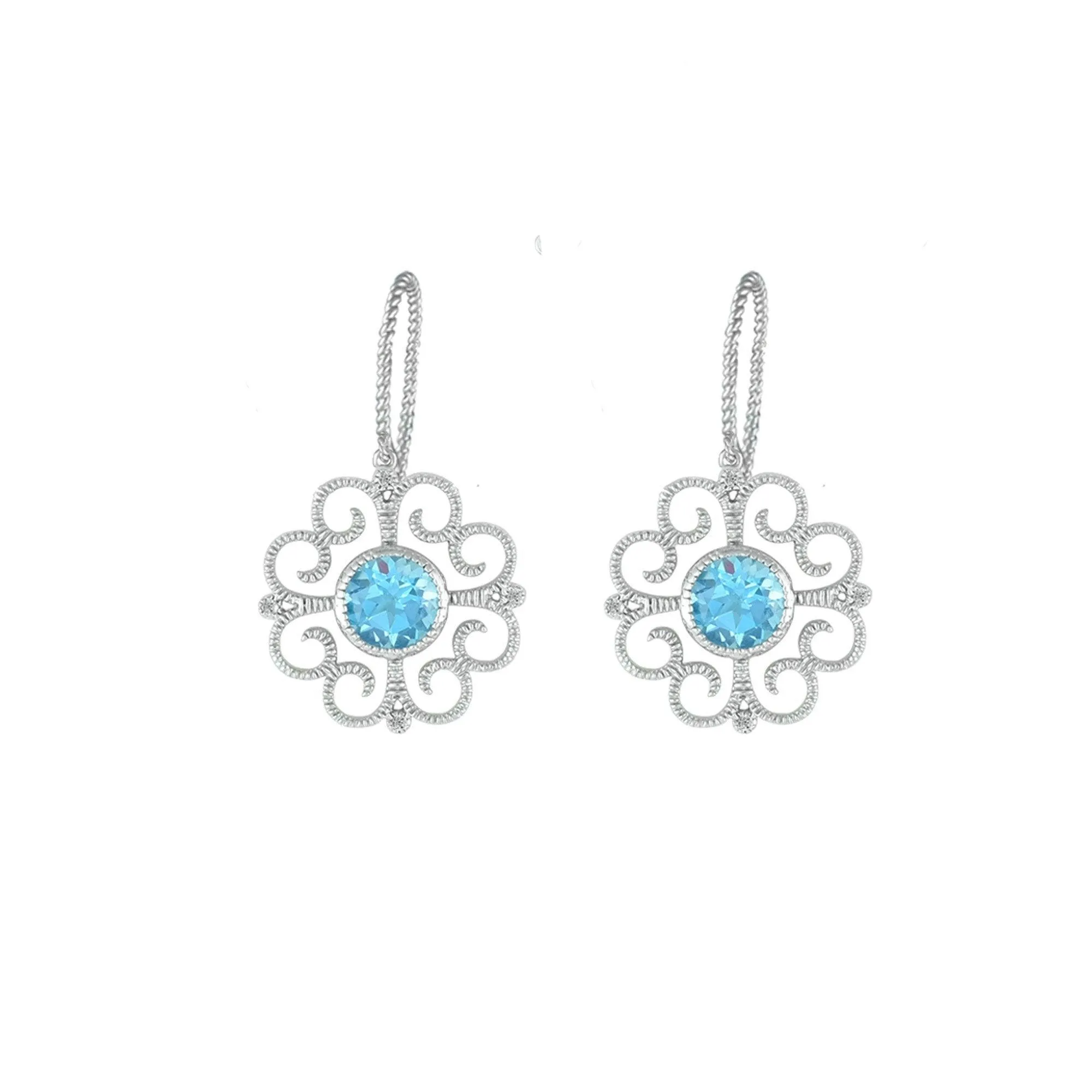 Blue Topaz and Diamond Accent Fashion Earrings in Silver