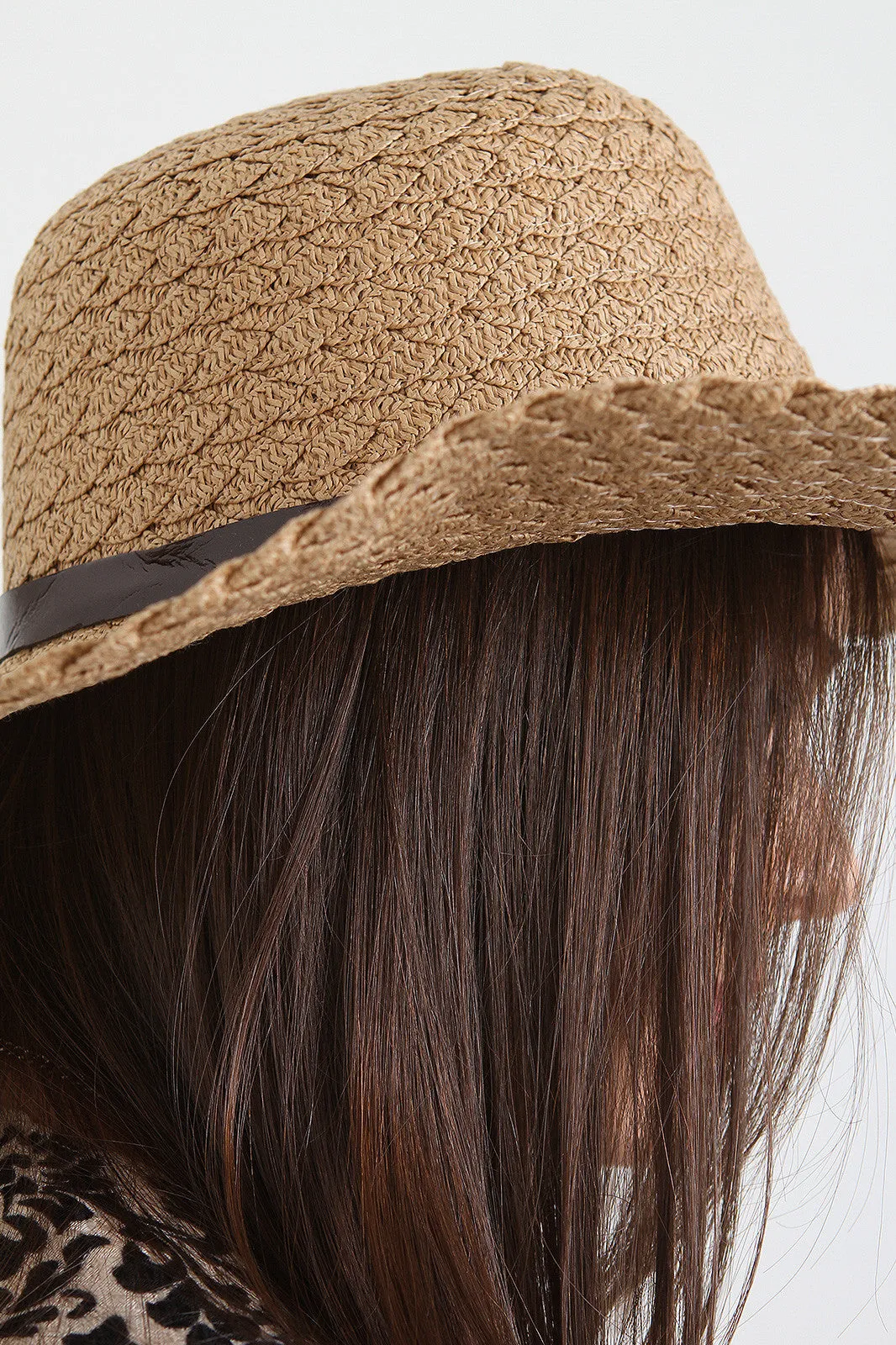 Braided Straw Weave Buckle Trim Sun Hat