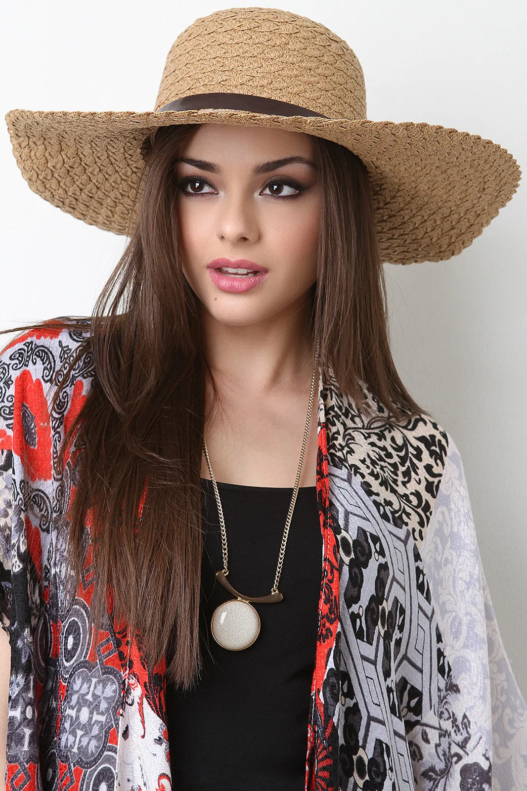 Braided Straw Weave Buckle Trim Sun Hat