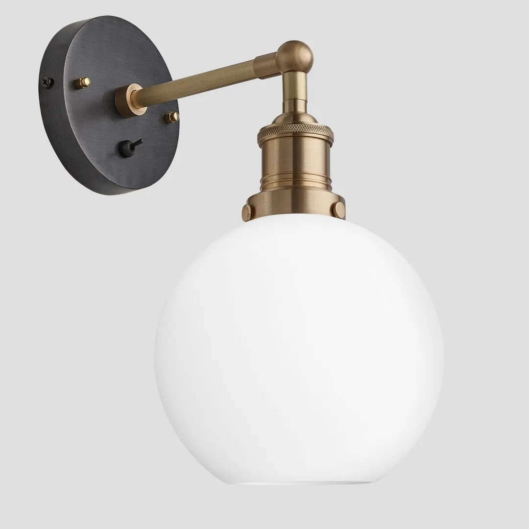 Brooklyn Opal Glass Globe Wall Light - 7 Inch