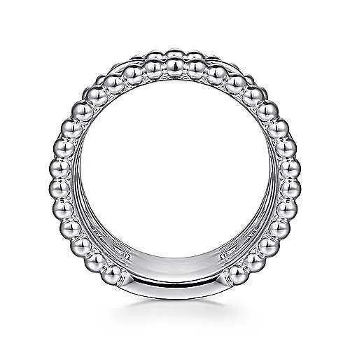 Bujukan Stacking Wide Statement Ring with White Sapphires in Sterling Silver