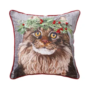 Cat Flower Crown Pillow