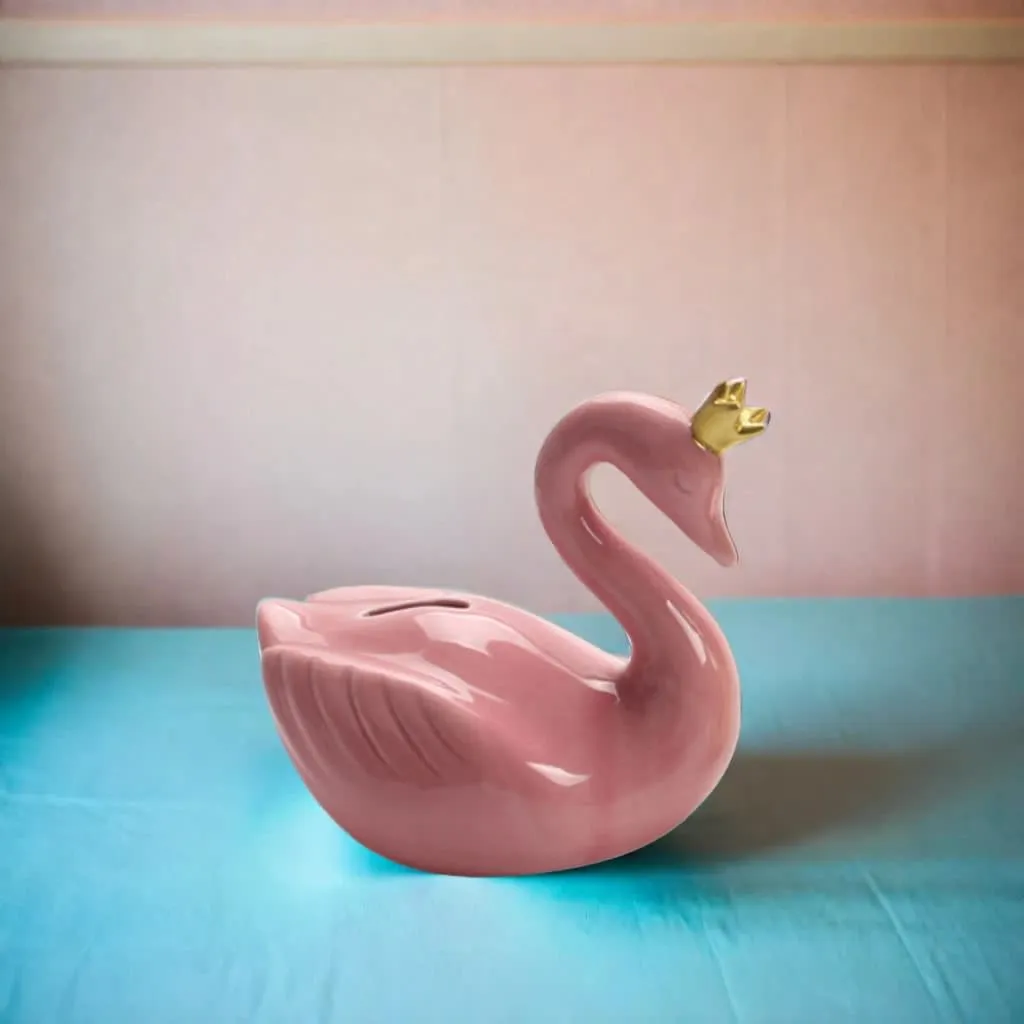 Ceramic Swan with Crown Bank