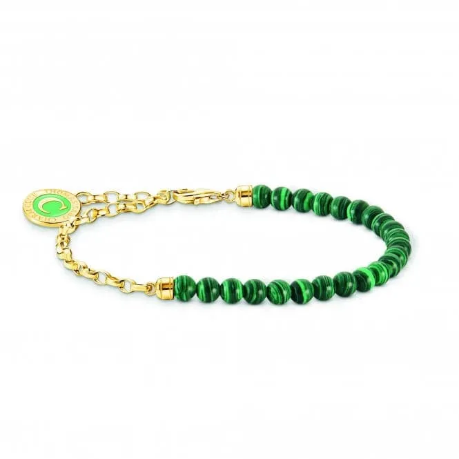 Charmista Green Sterling Silver Gold Plated Stone Bracelet A2130-140-6