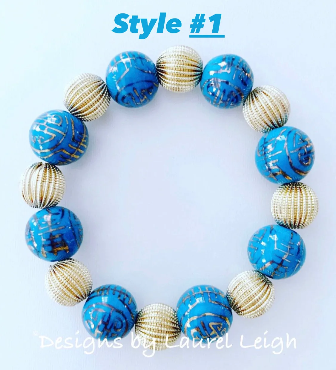 Chinoiserie French Blue & Gold Textured Bracelet