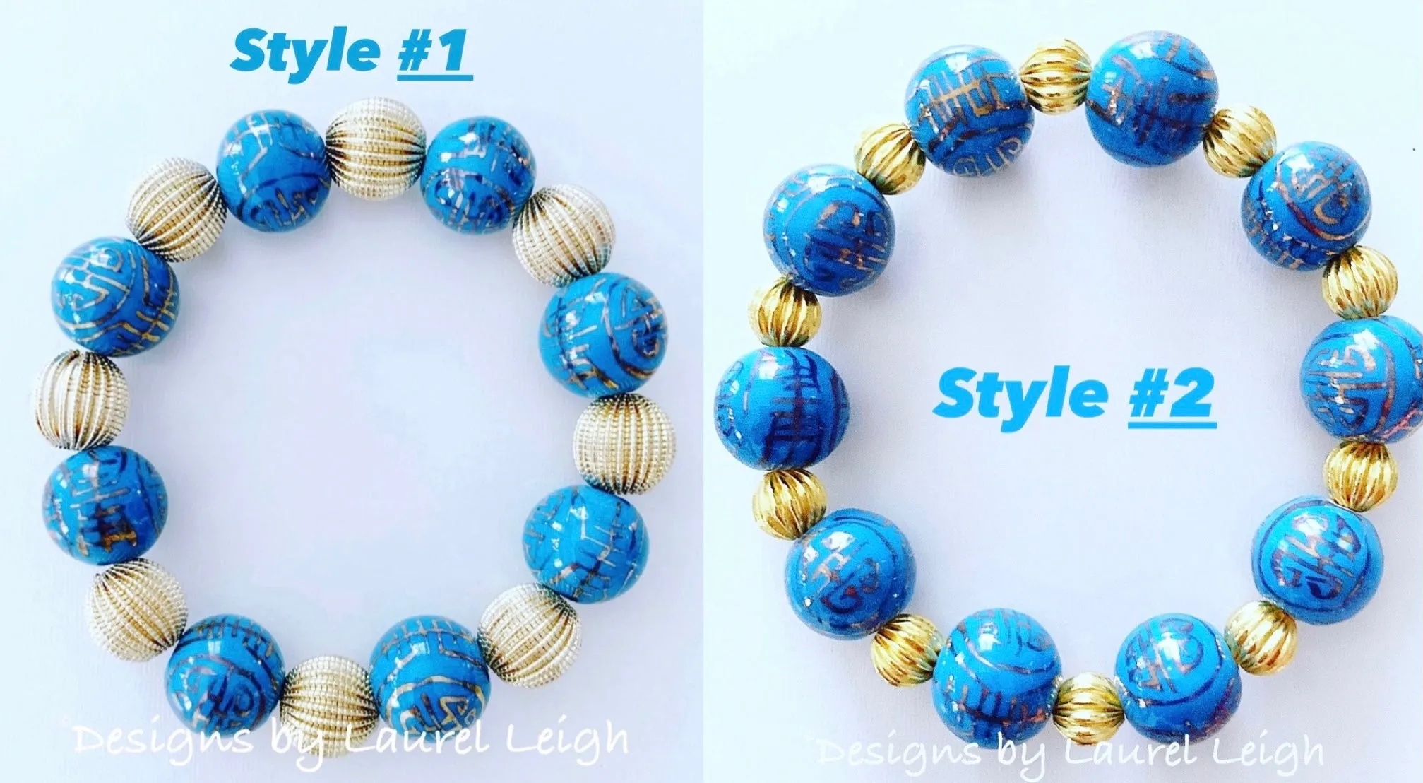 Chinoiserie French Blue & Gold Textured Bracelet