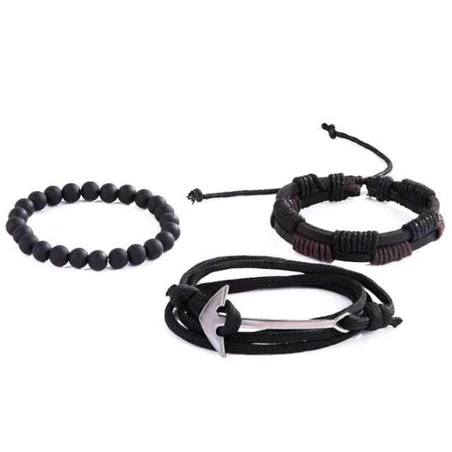 Classy Men Anchor Bracelet Set