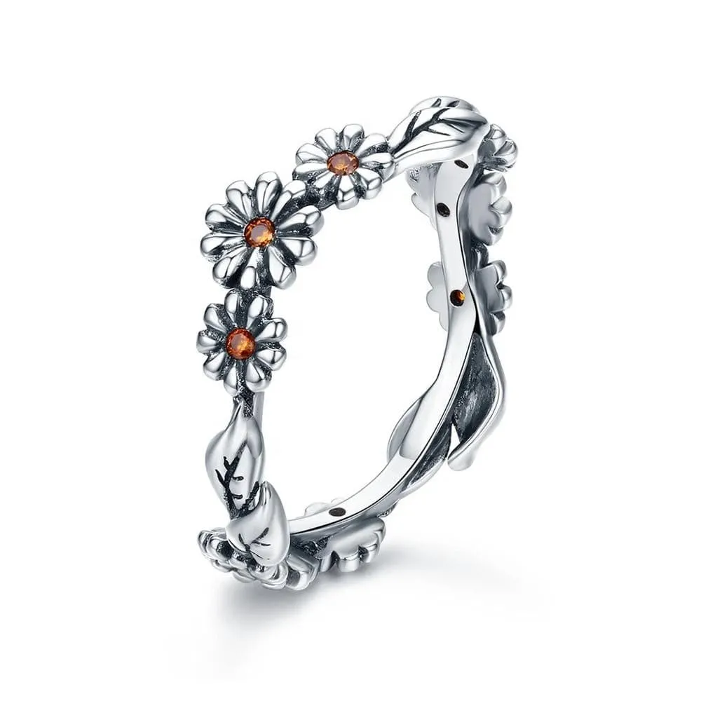 Daisy Freeform Rings Very Unique!  Sterling Silver with Cubic Zirconia