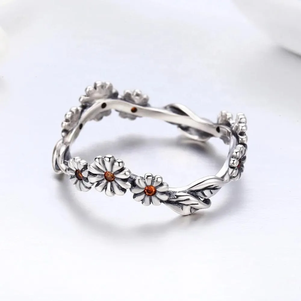 Daisy Freeform Rings Very Unique!  Sterling Silver with Cubic Zirconia