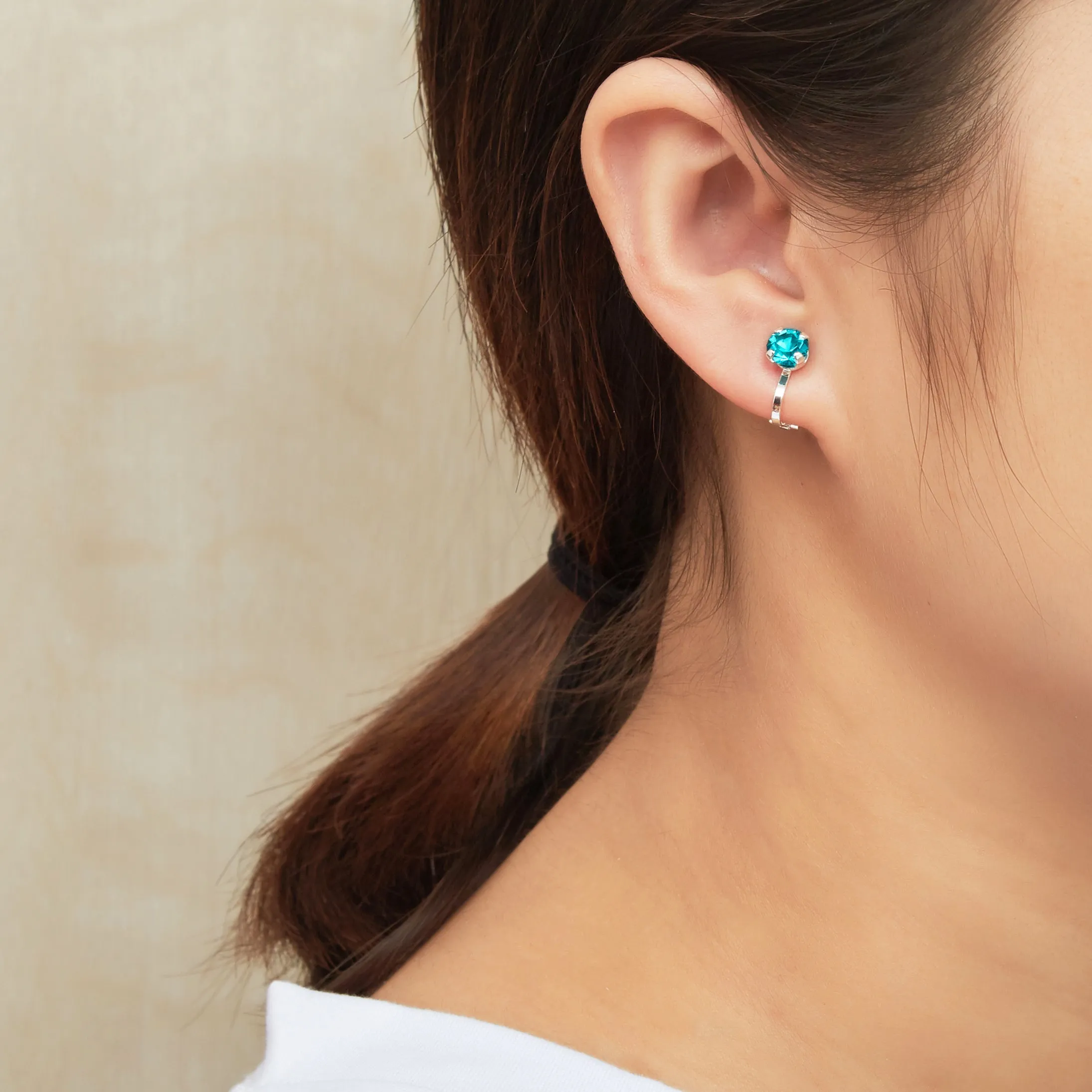 December (Blue Topaz) Birthstone Clip On Earrings Created with Zircondia® Crystals