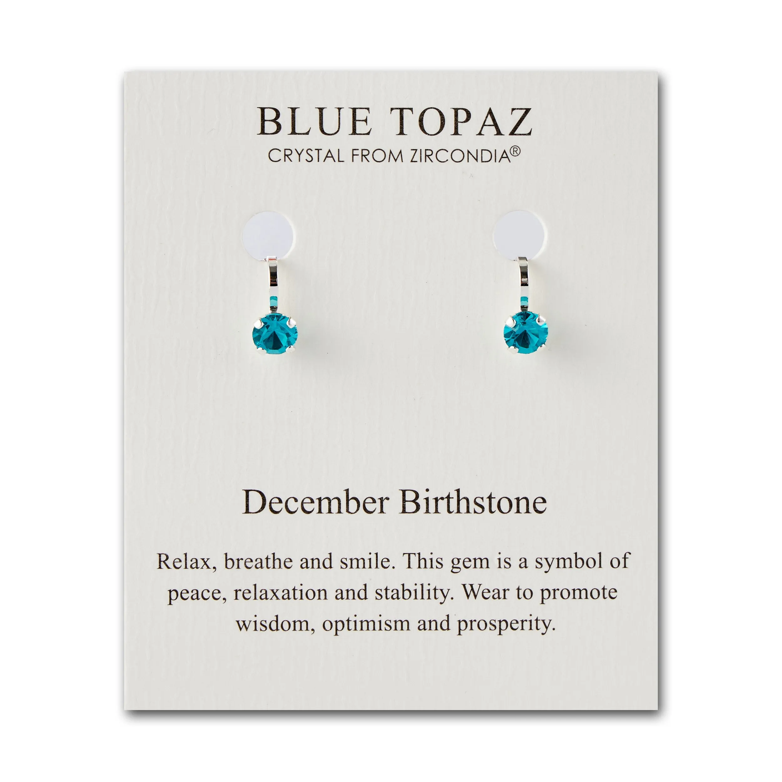 December (Blue Topaz) Birthstone Clip On Earrings Created with Zircondia® Crystals