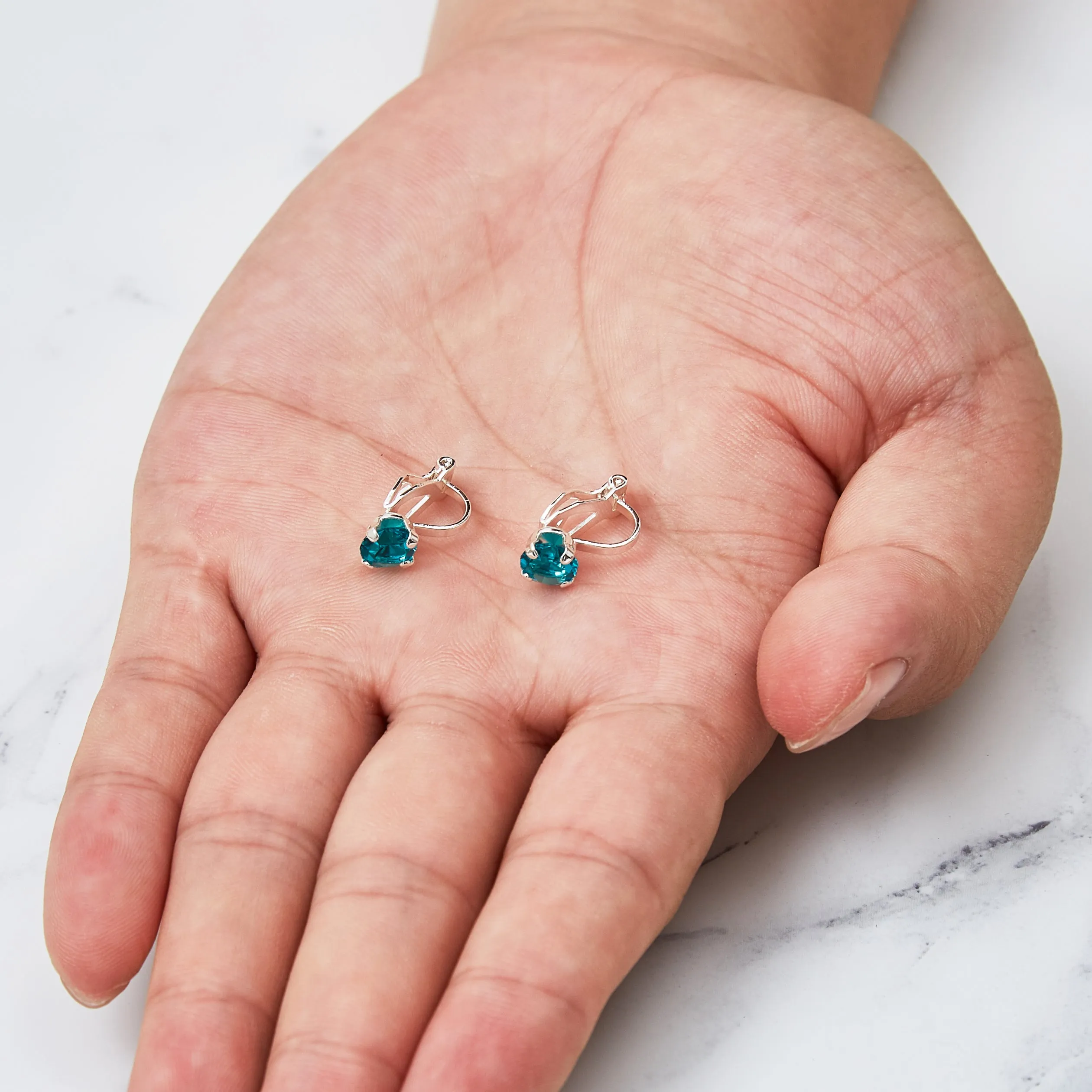 December (Blue Topaz) Birthstone Clip On Earrings Created with Zircondia® Crystals