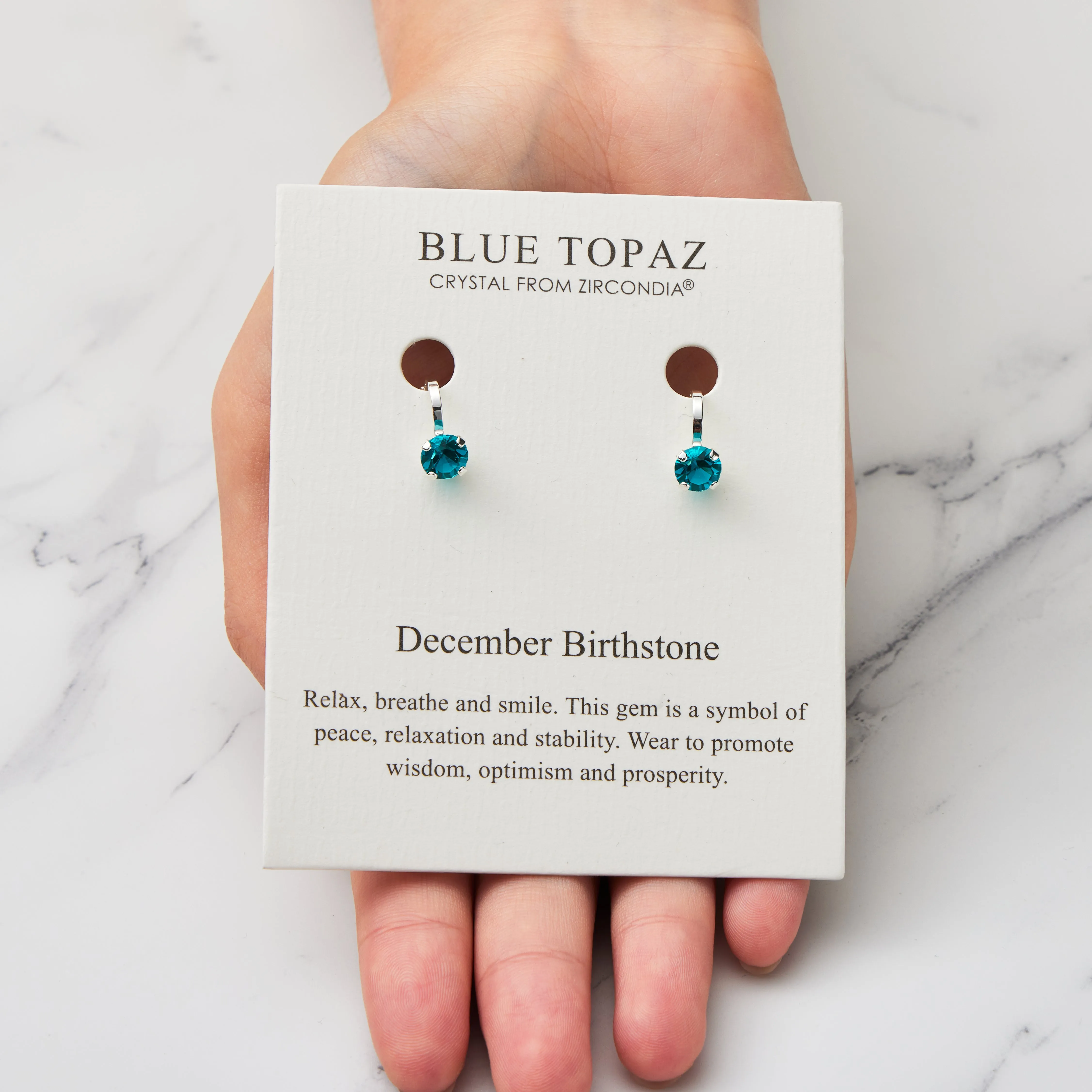 December (Blue Topaz) Birthstone Clip On Earrings Created with Zircondia® Crystals