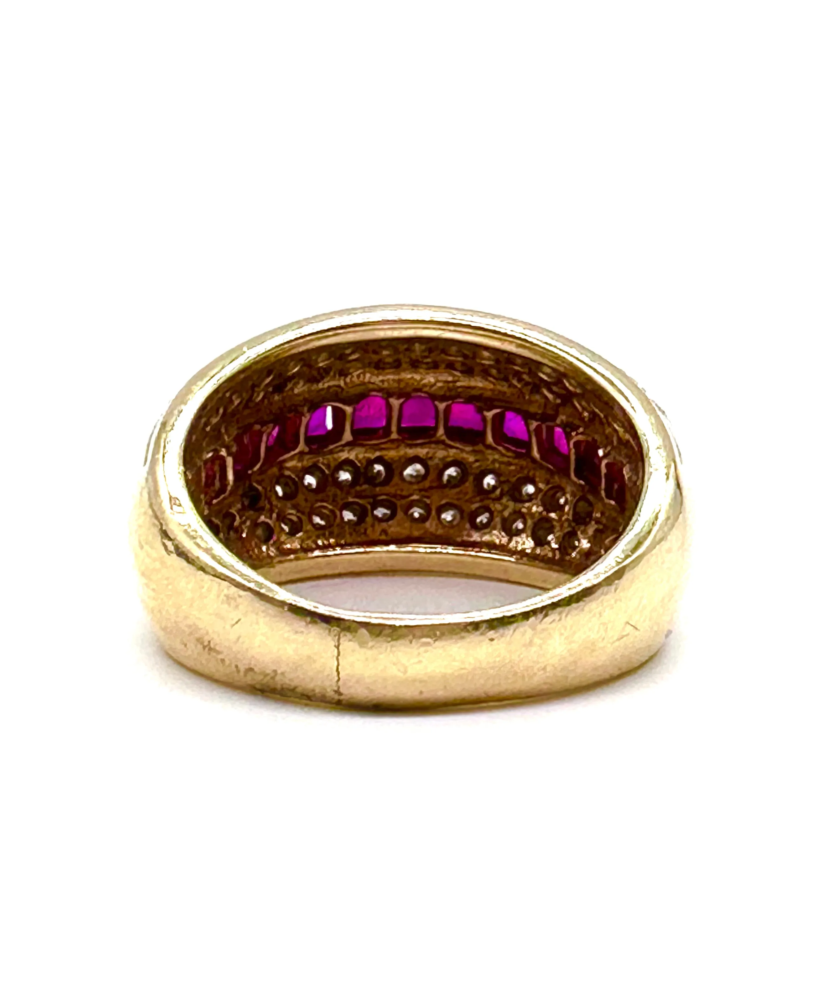 Diamond and ruby dome ring