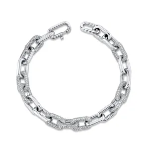 DIAMOND PAVE ALTERNATING CABLE LINK BRACELET