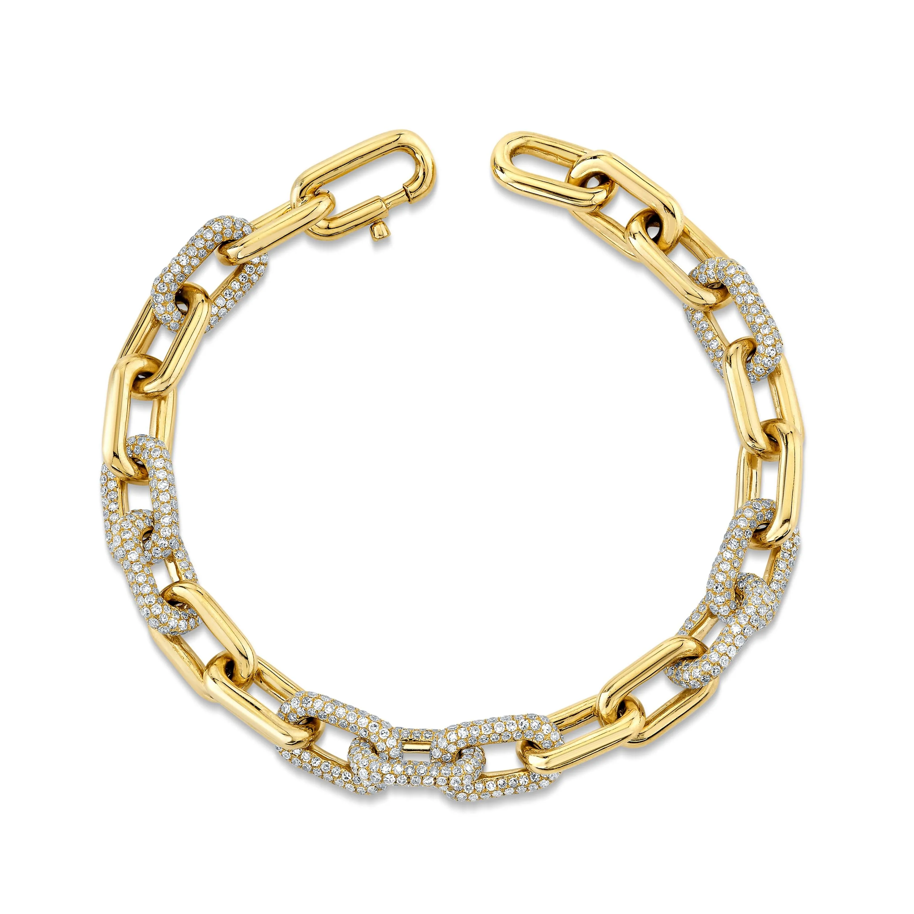 DIAMOND PAVE ALTERNATING CABLE LINK BRACELET