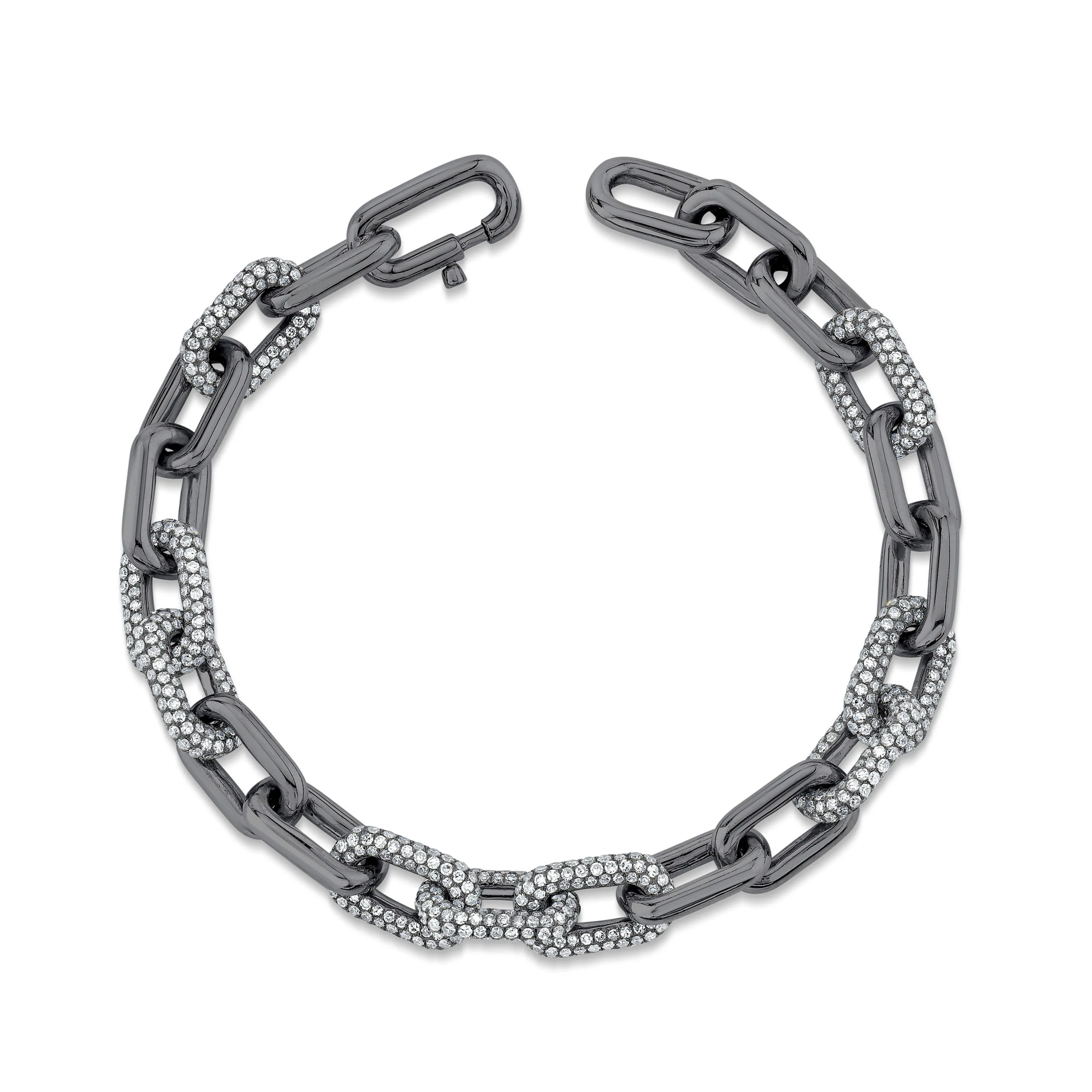 DIAMOND PAVE ALTERNATING CABLE LINK BRACELET