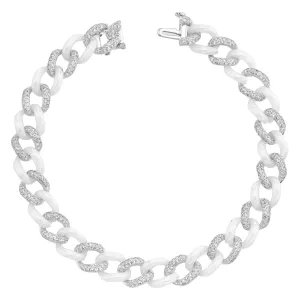 DIAMOND PAVE & WHITE CERAMIC MEDIUM LINK BRACELET