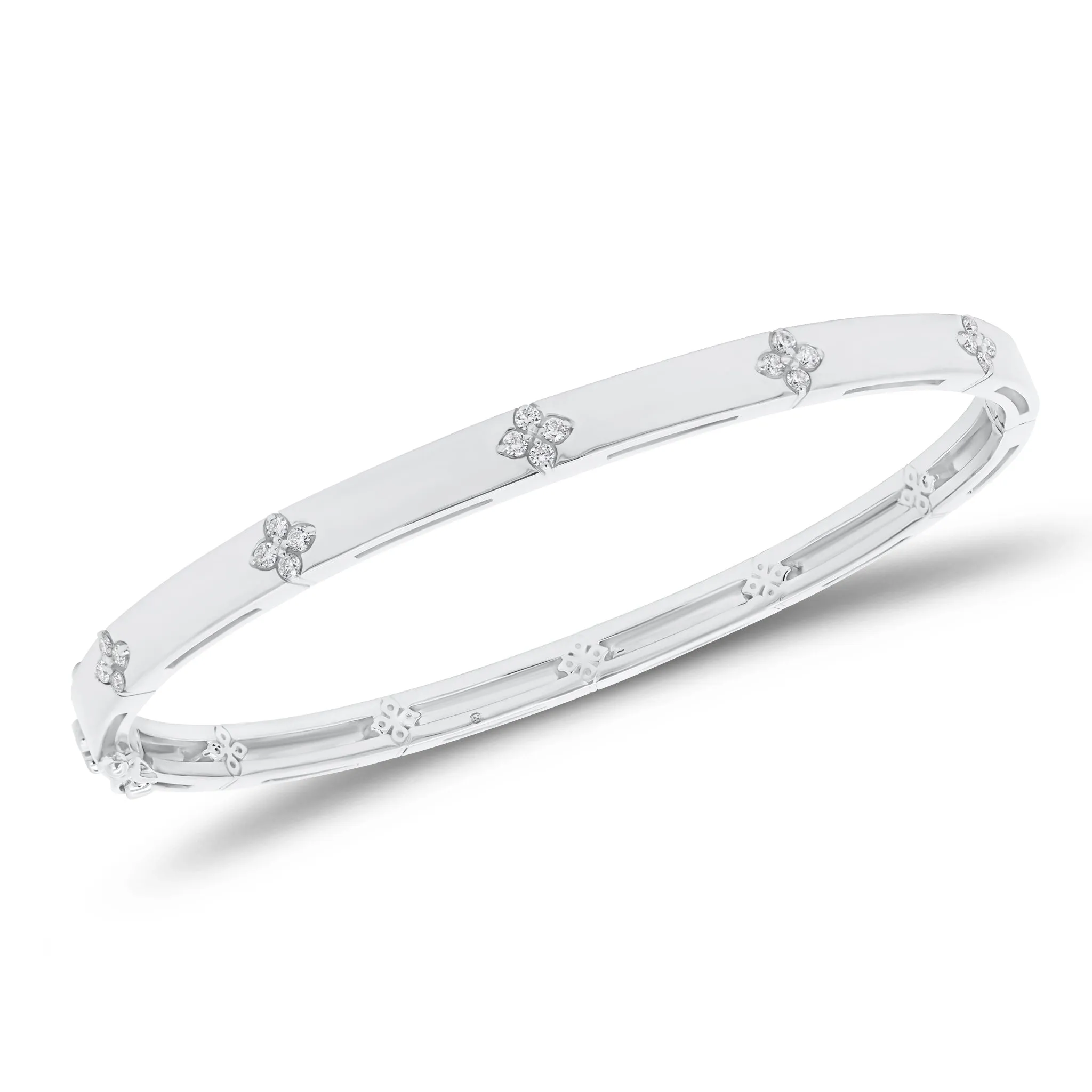 Diamond Petite Flower Bangle Bracelet