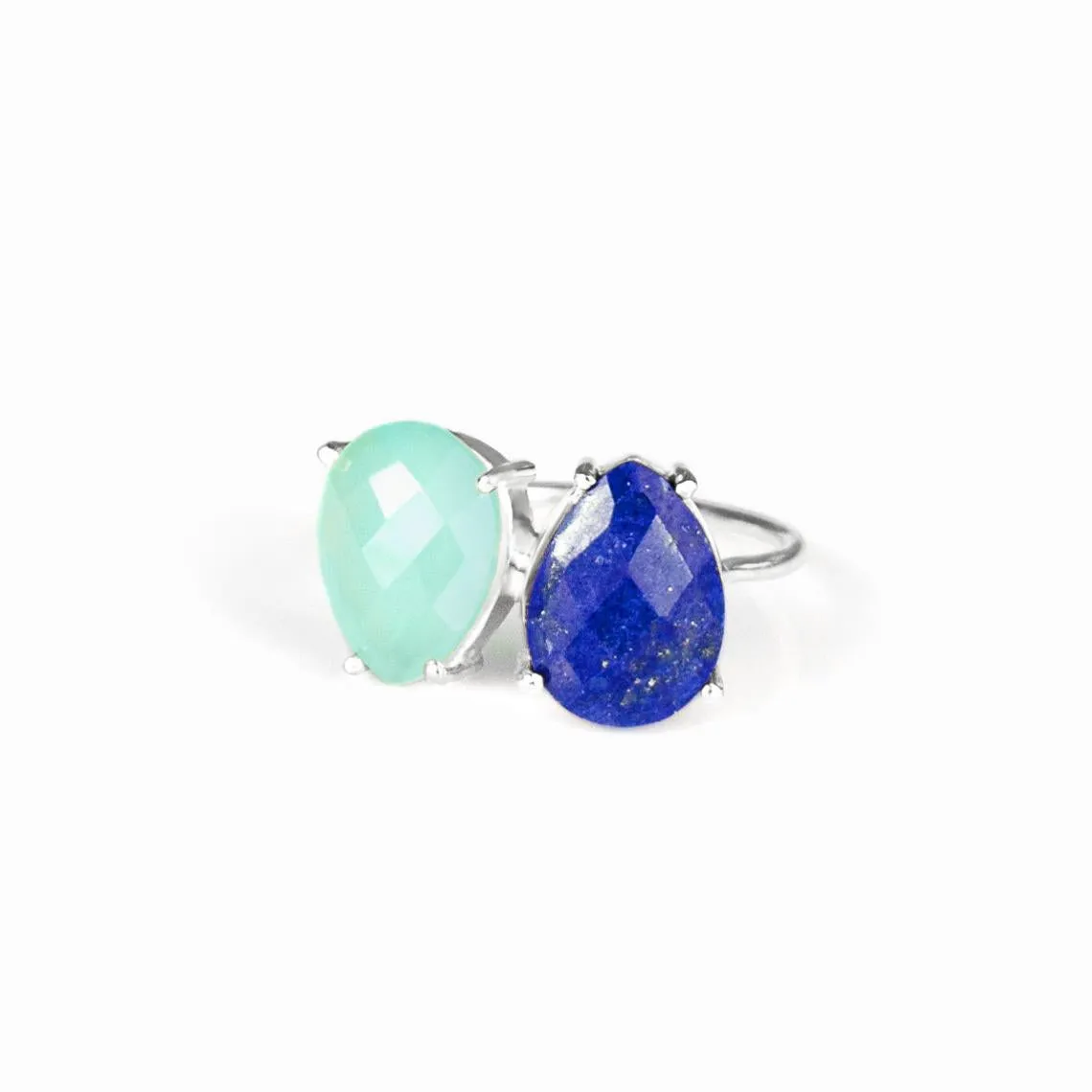 Dual Birthstone Teardrop Ring, Mother's Ring or Couple's Ring