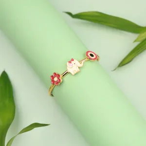 Elegante Kids Elephant Evil Eye Flower Bangle