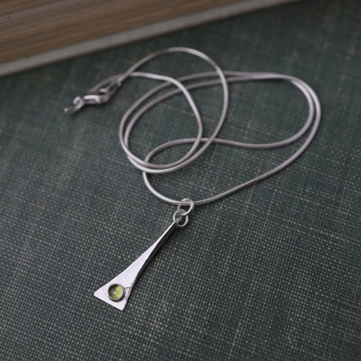 Elongated Pendant Necklace with Peridot