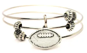 Engraved Style Football Triple Style Expandable Bangle Bracelet