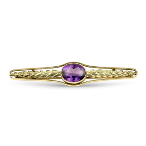 Estate 14k Yellow Gold Cabochon Amethyst Pin