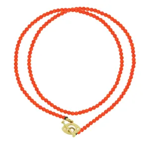 Evil Eye Toggle Orange Double-Wrap Bead Bracelet