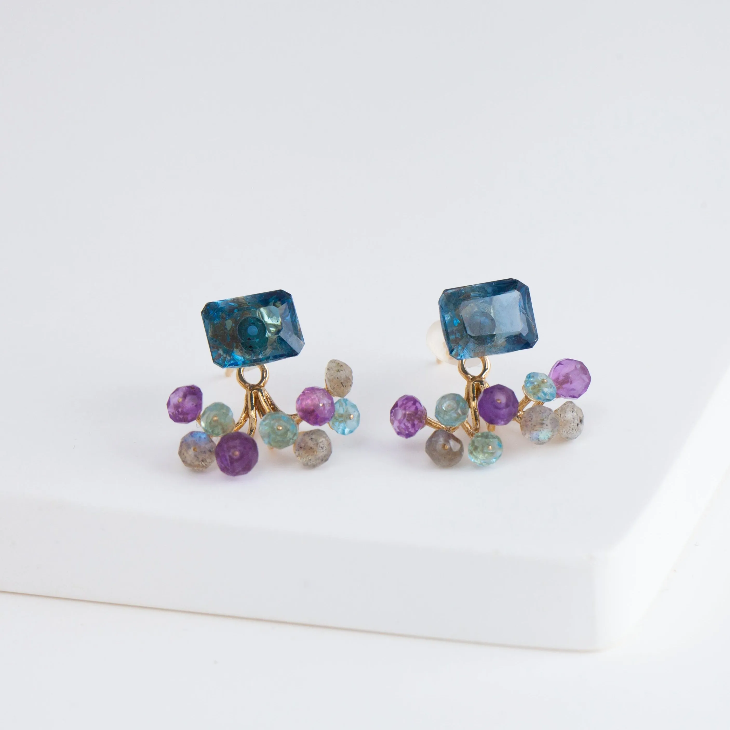 Fairy London blue topaz and mixed stones earrings