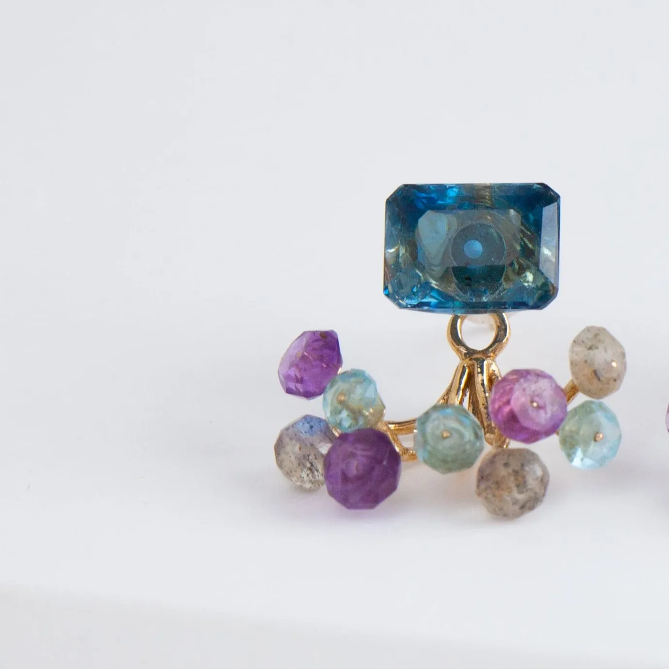 Fairy London blue topaz and mixed stones earrings