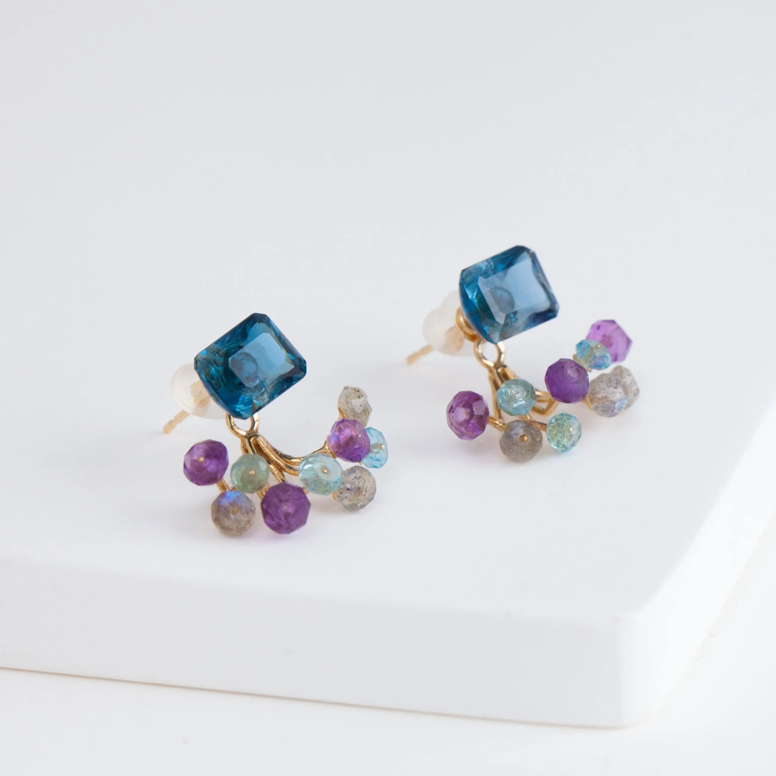 Fairy London blue topaz and mixed stones earrings