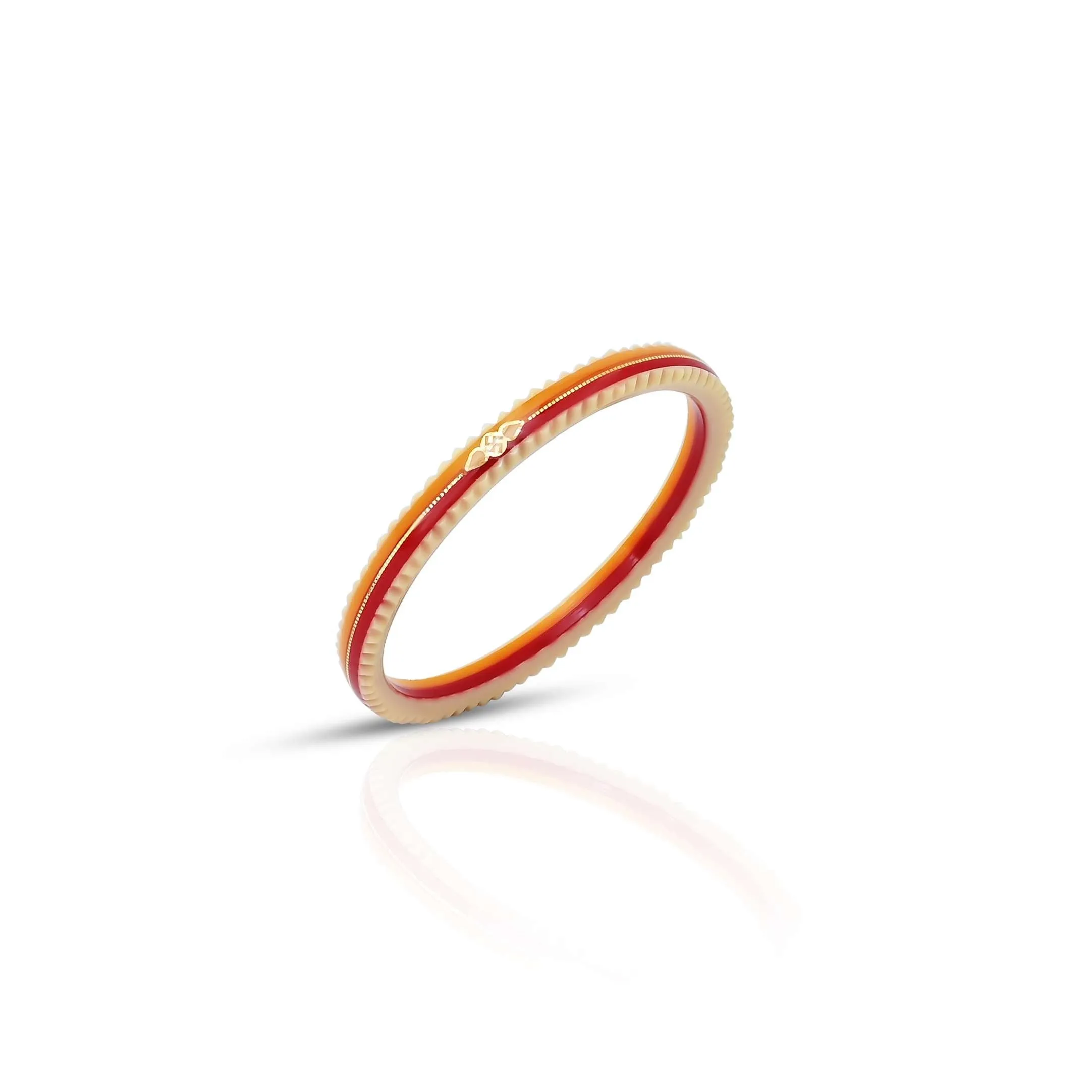 Gold Small Swastika Design Orange and Red Bangle