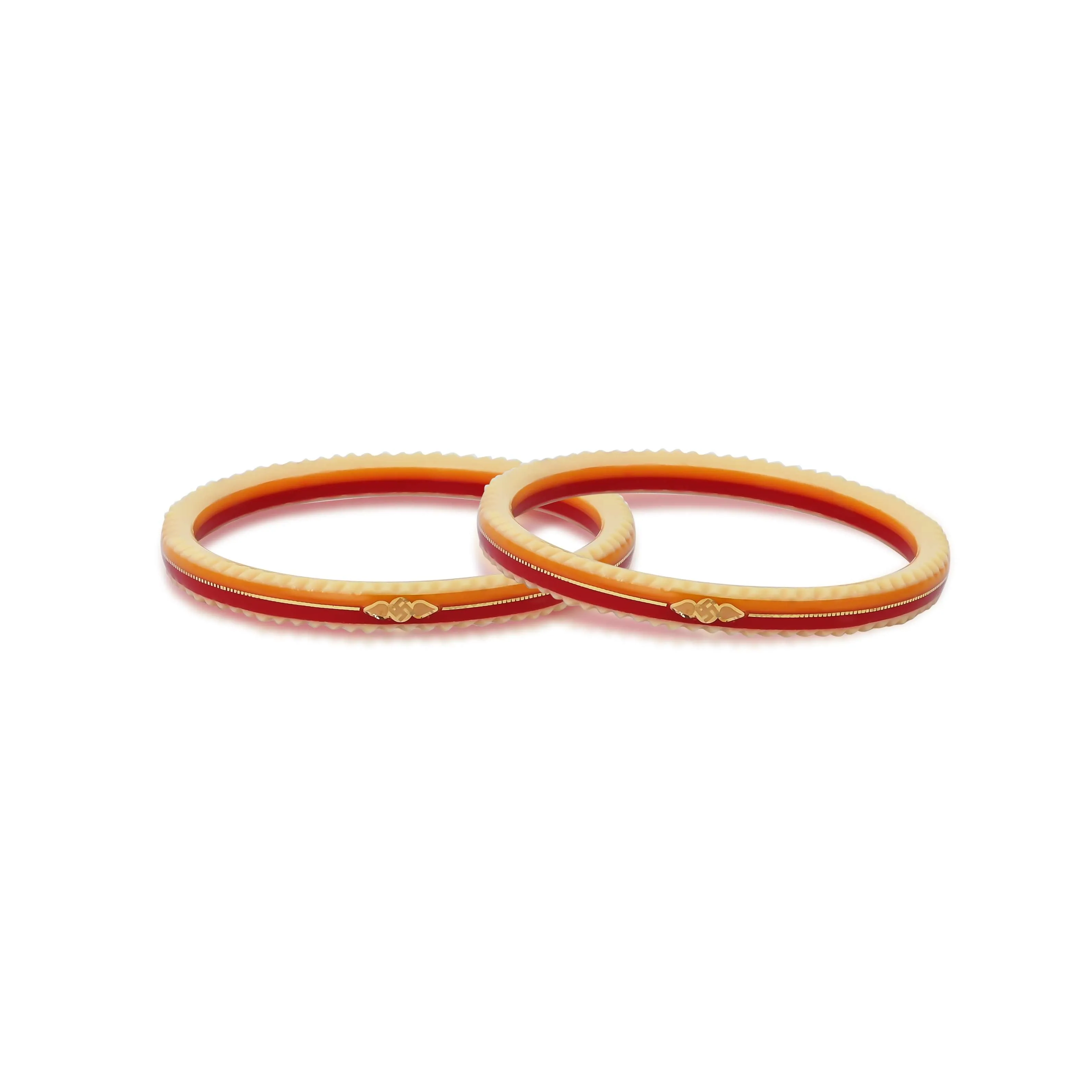 Gold Small Swastika Design Orange and Red Bangle