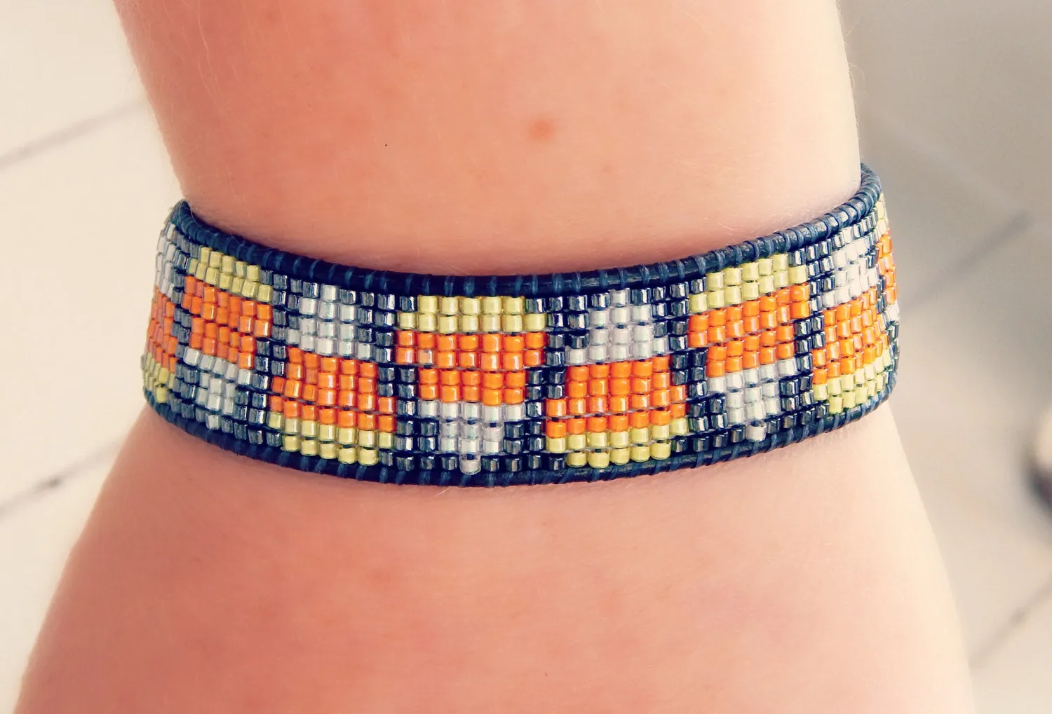 Halloween Candy Corn Woven Cuff loom bracelet