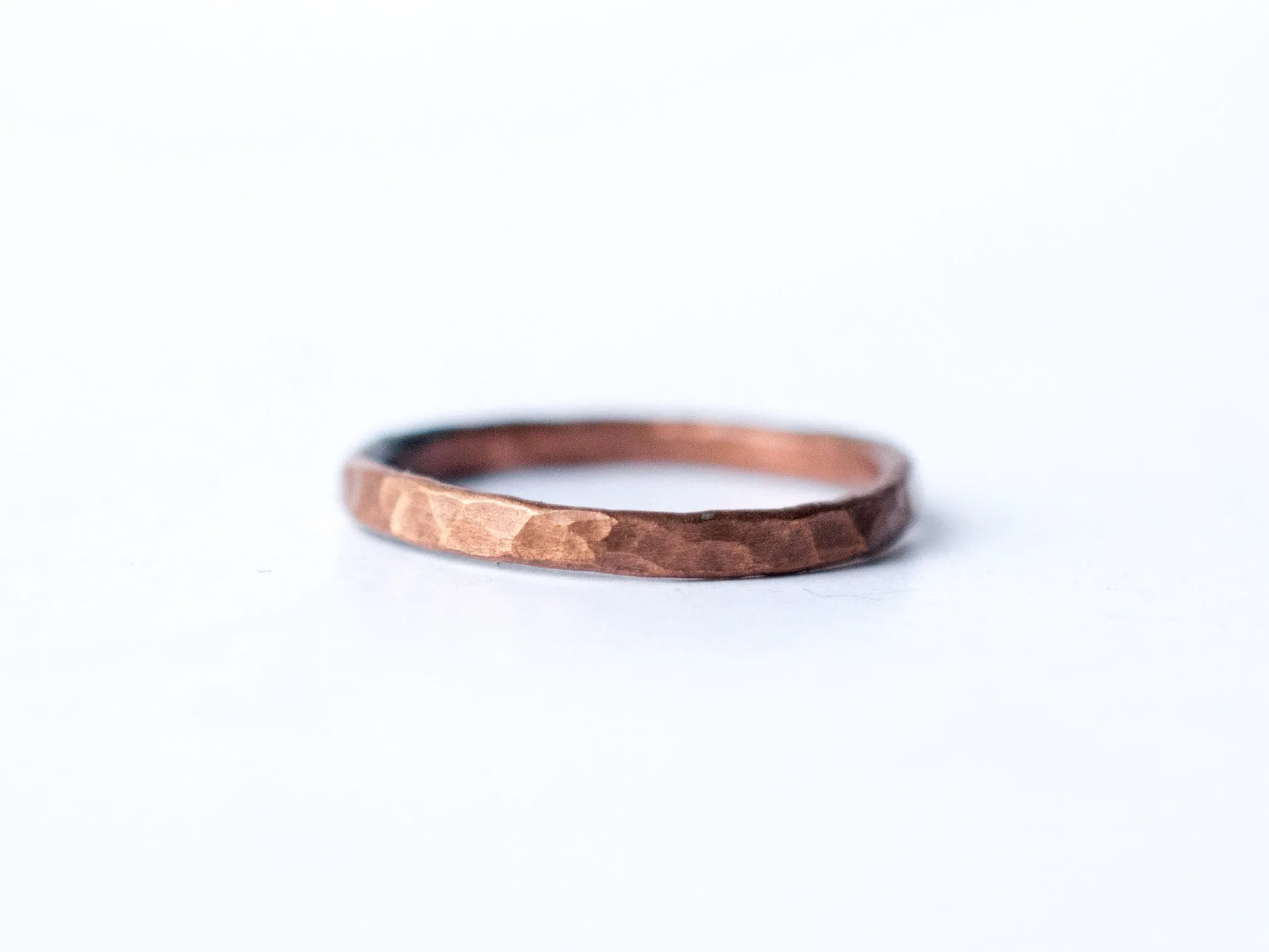 Hammered copper stacking ring | Hammered 12 gauge band